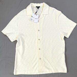 NWT Men’s Reiss Cream Short Sleeve Button Down Shirt Size XL